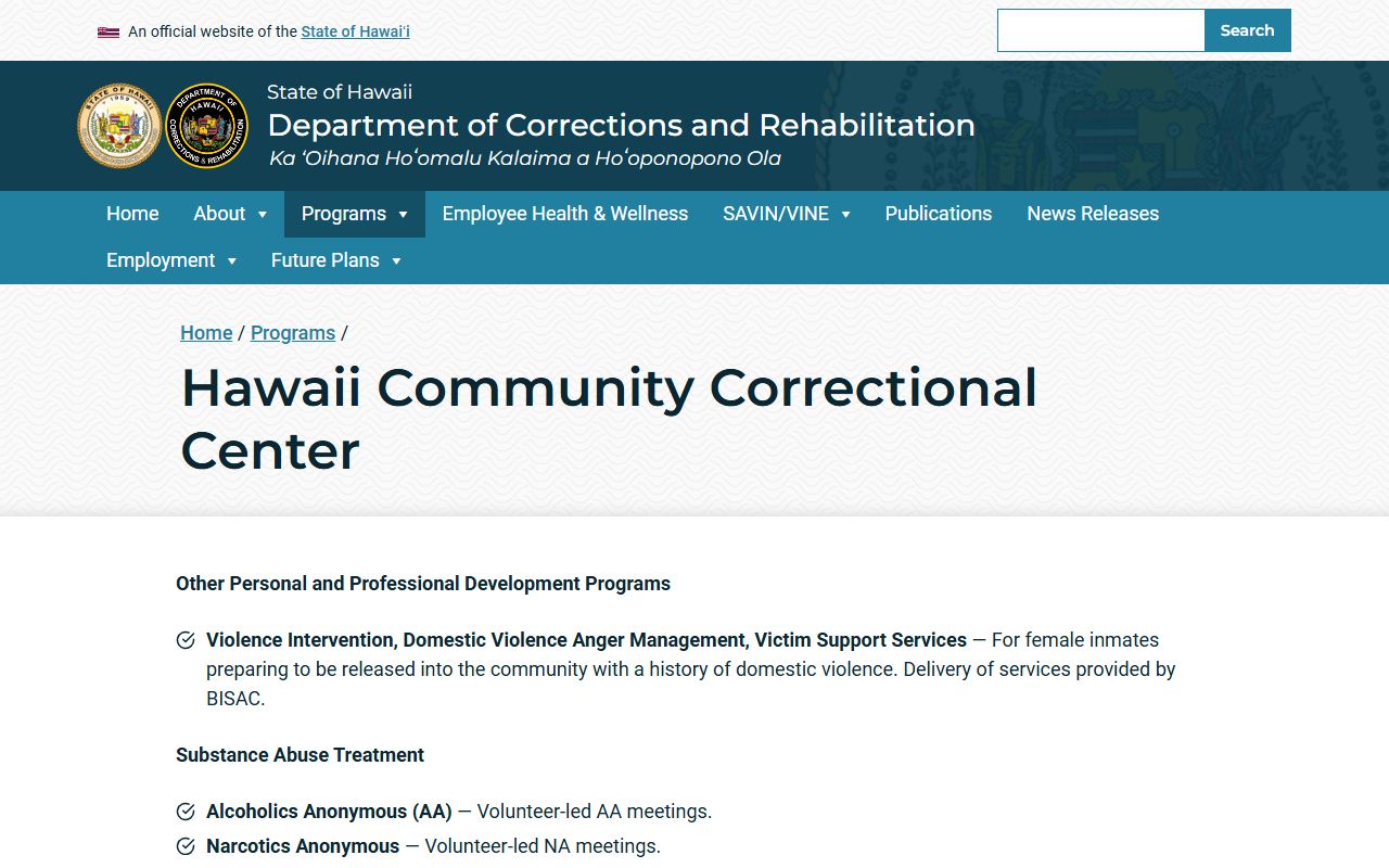 Hawaii Community Correctional Center HCCC Hawaii County jail roster Hilo facility