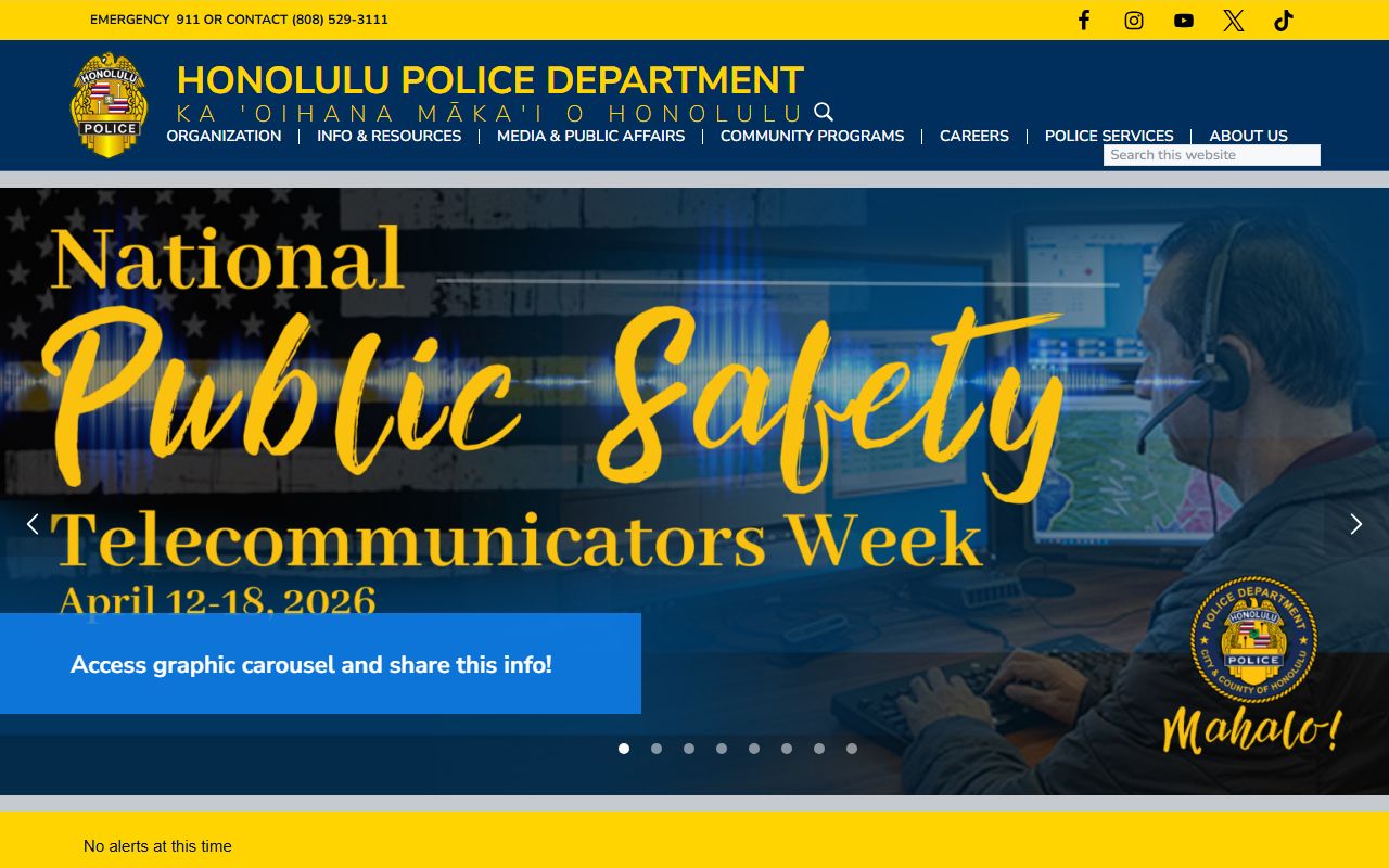Honolulu Police Department main website Honolulu County jail roster