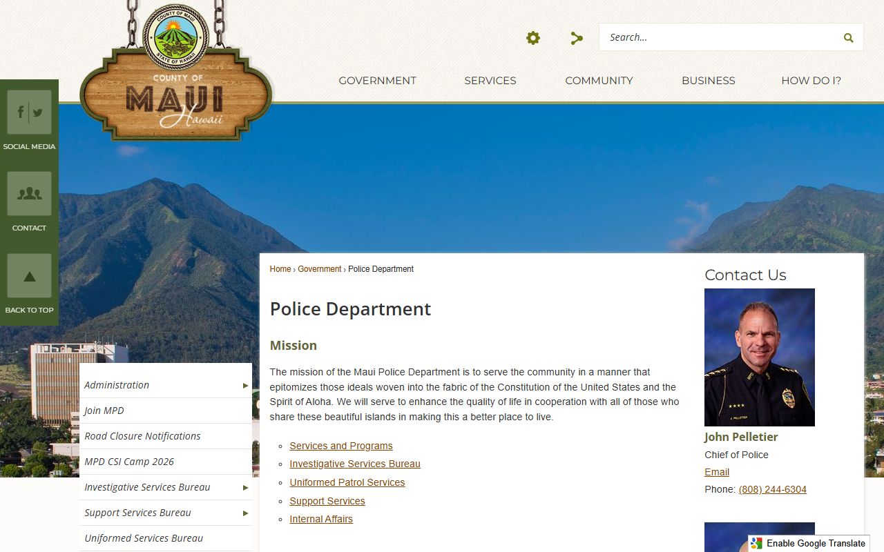 Maui Police Department main page Maui County jail roster