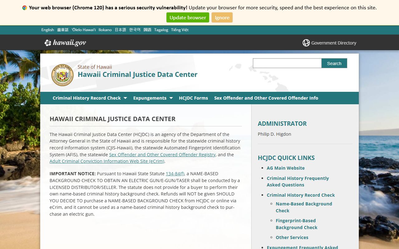 Hawaii Criminal Justice Data Center HCJDC jail roster records